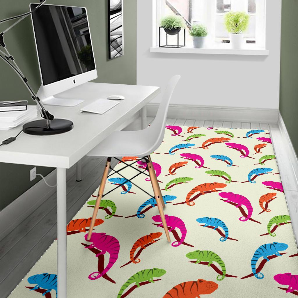 Colorful Chameleon lizard pattern Area Rug