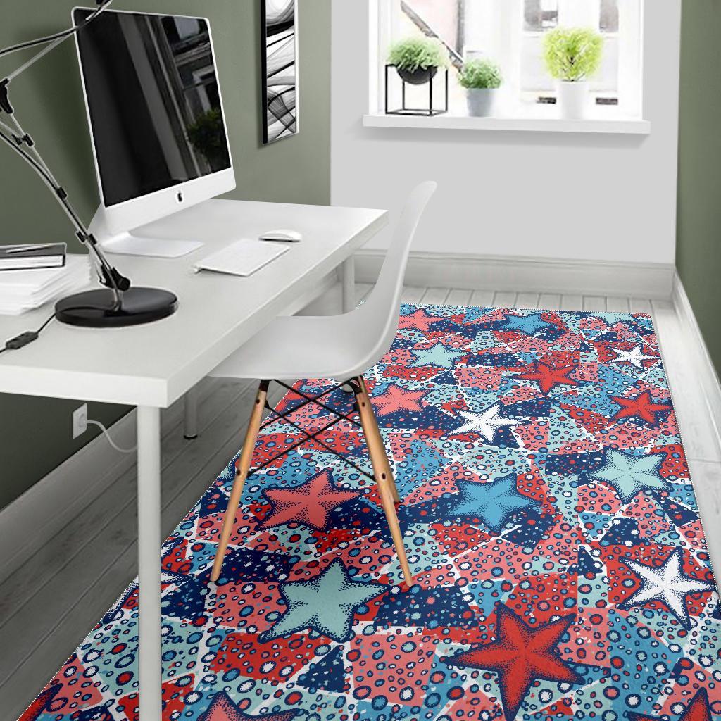 Hand drawn colorful starfish Area Rug