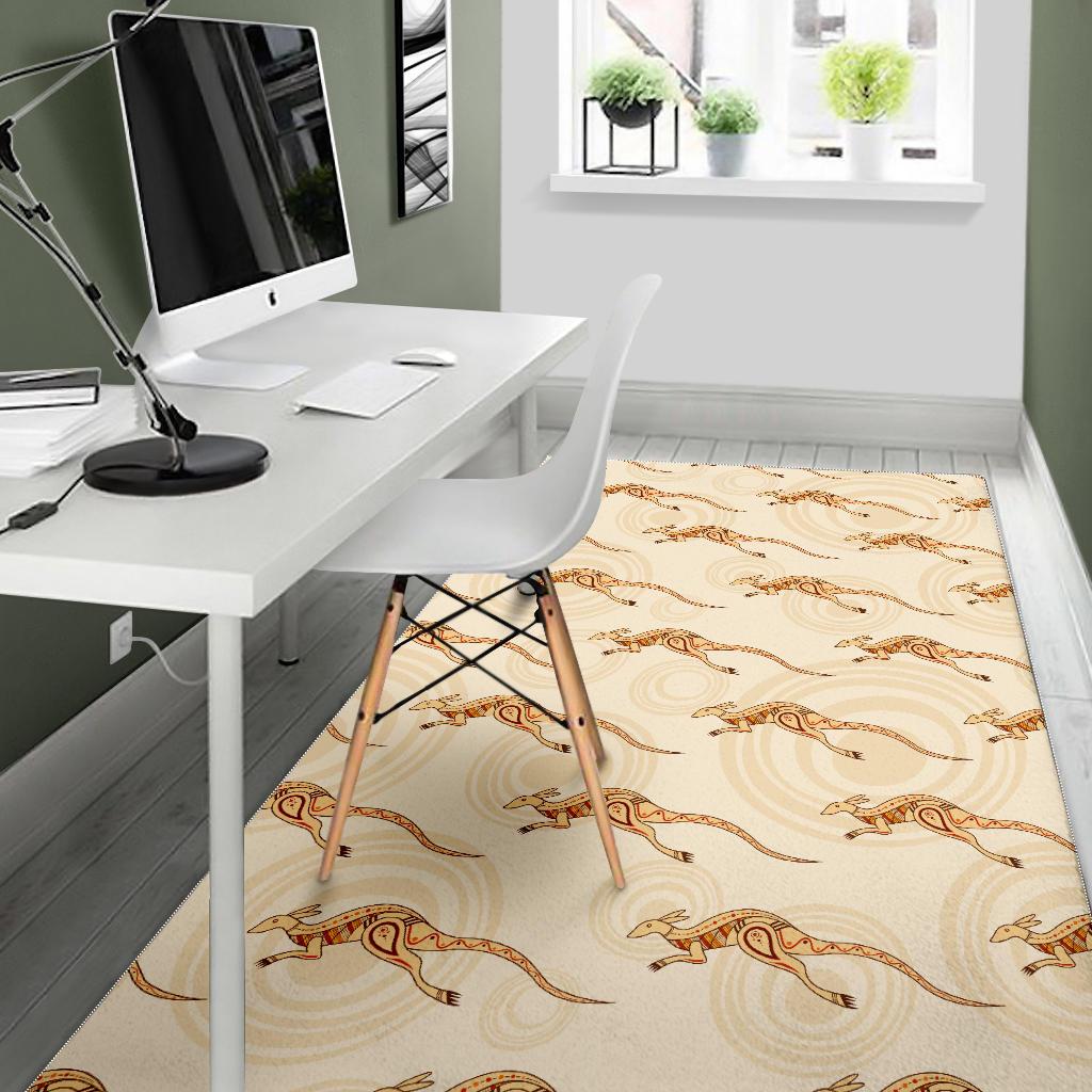 Kangaroo Aboriginal Pattern Background Area Rug