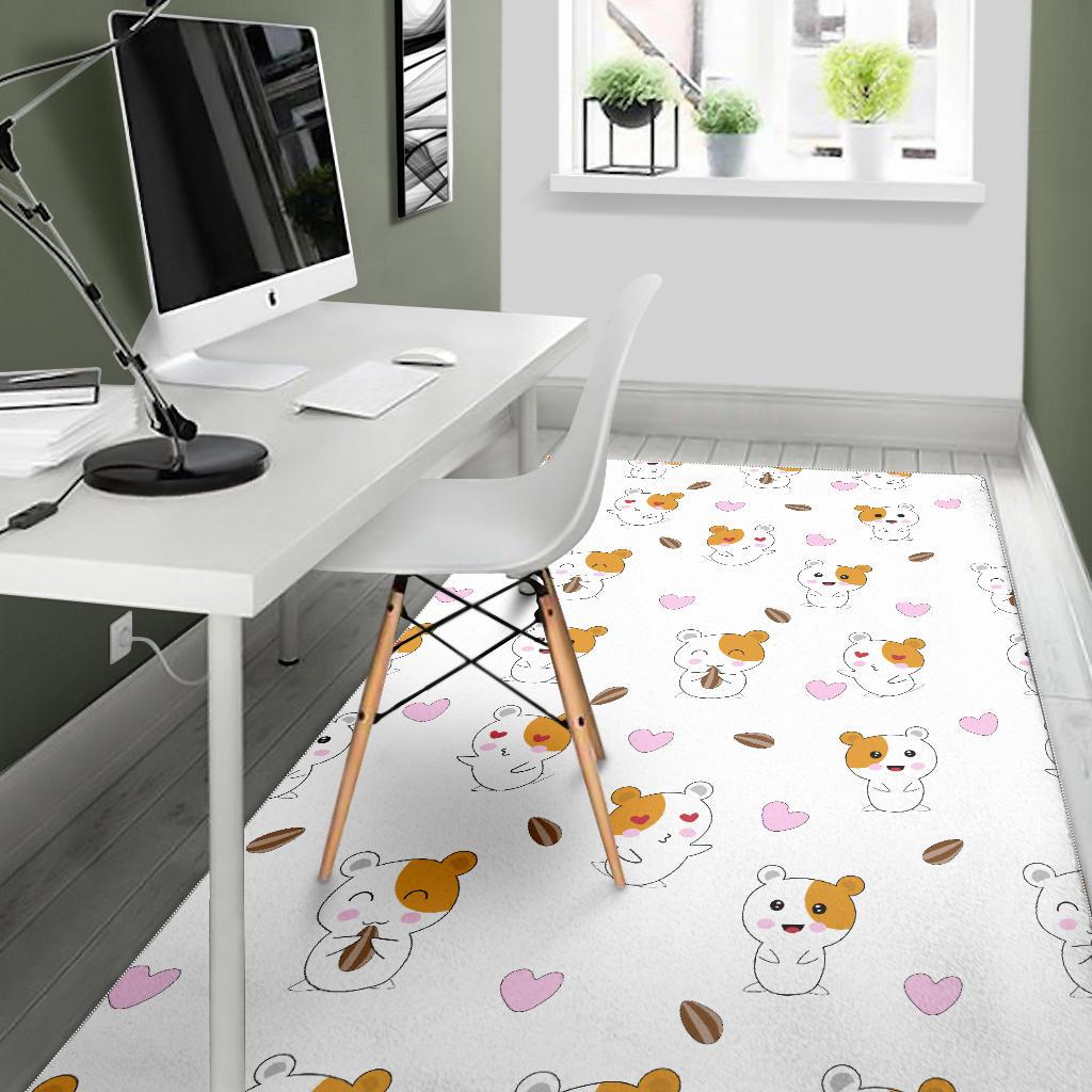 Hamster Seed Heart Pattern Area Rug