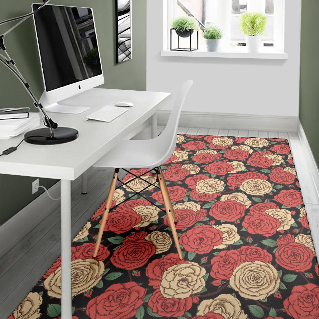 Camellia Pattern Print Design CM01 Area Rugs