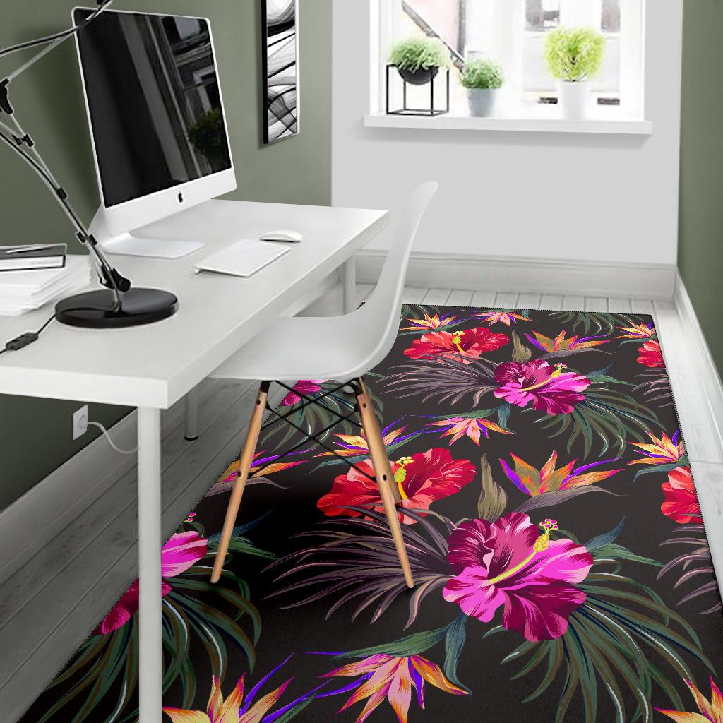 Hibiscus Pattern Print Design HB014 Area Rugs
