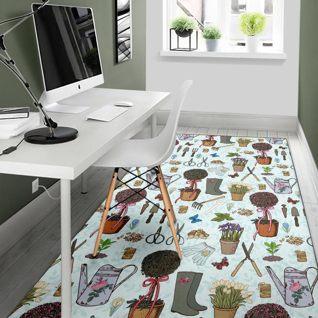 Gardening Pattern Print Design G01 Area Rugs