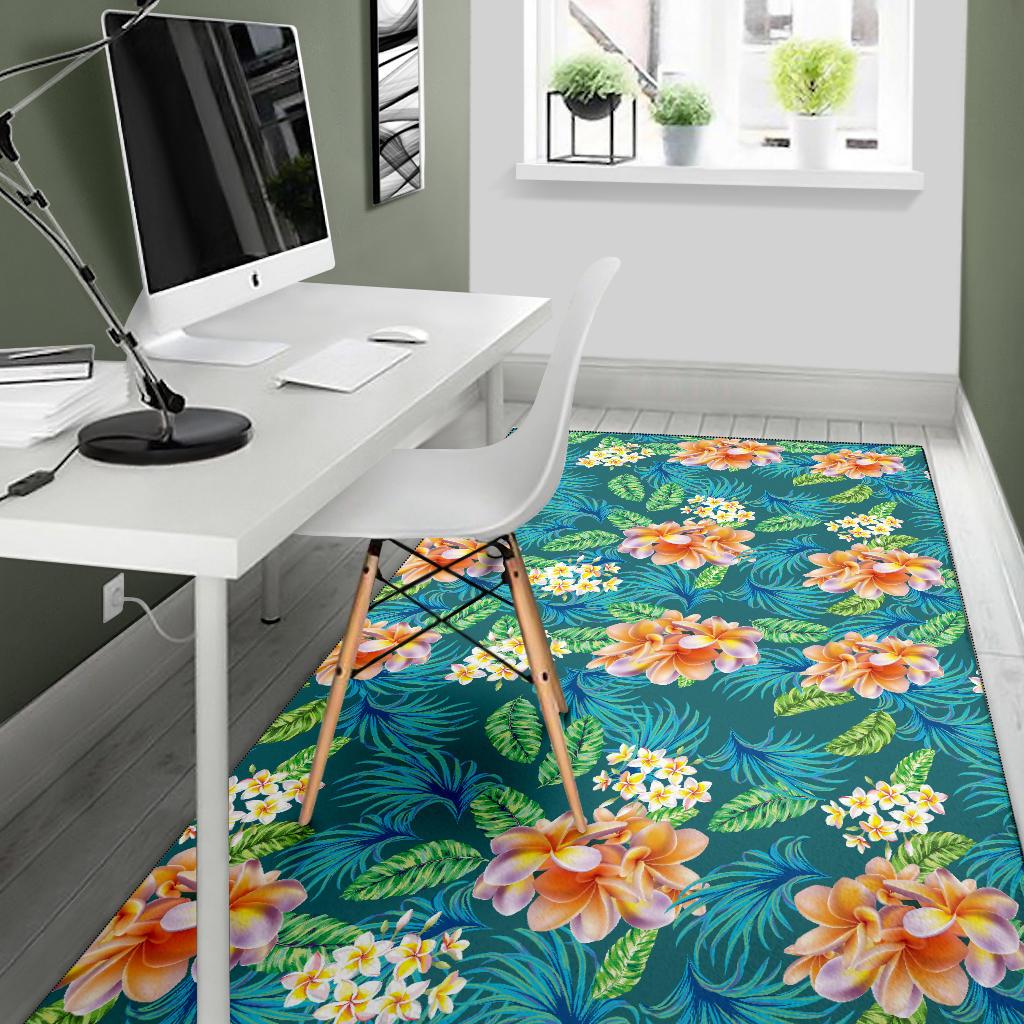 Plumeria Tropical Flower Design Print Area Rugs