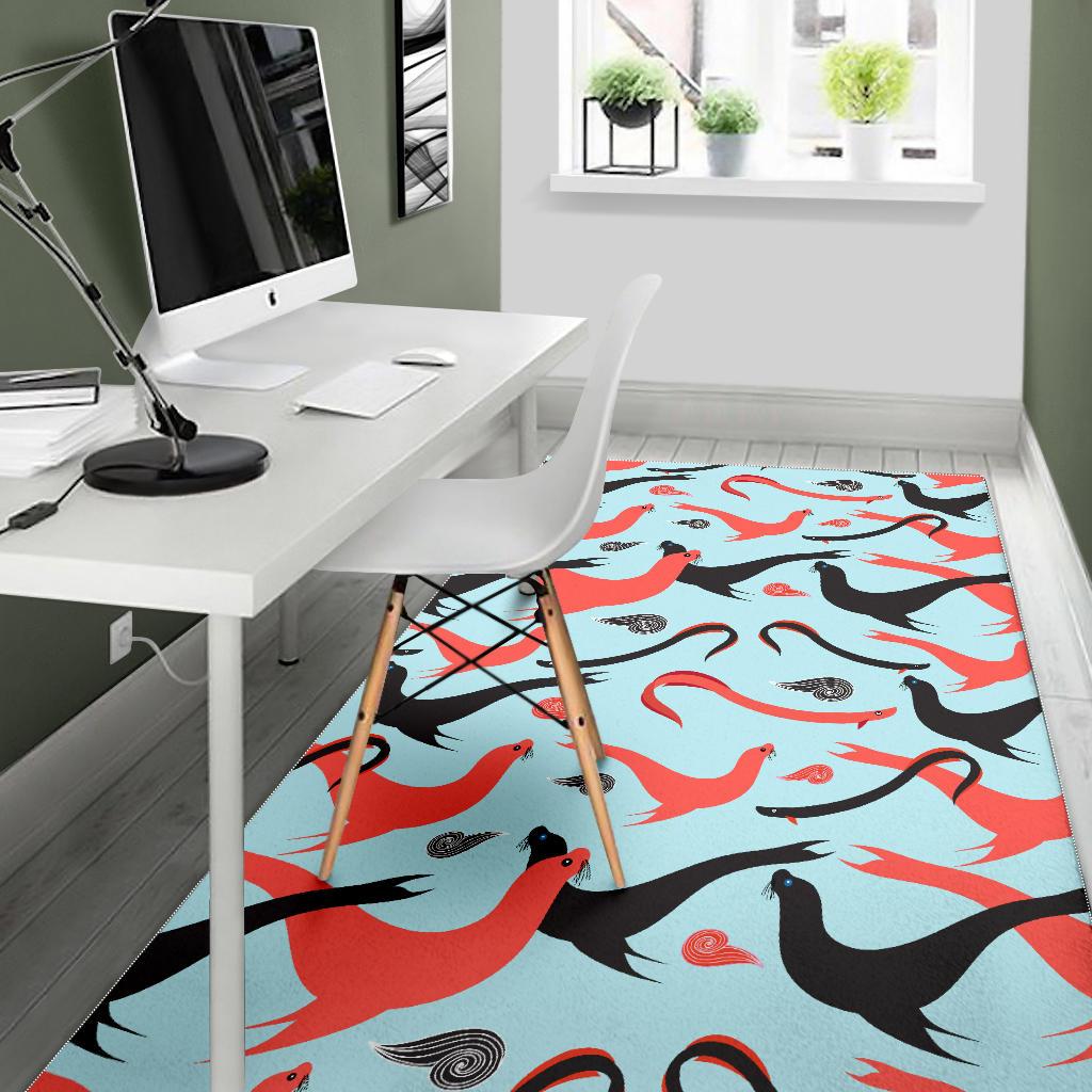 Sea Lion Pattern Theme Area Rug