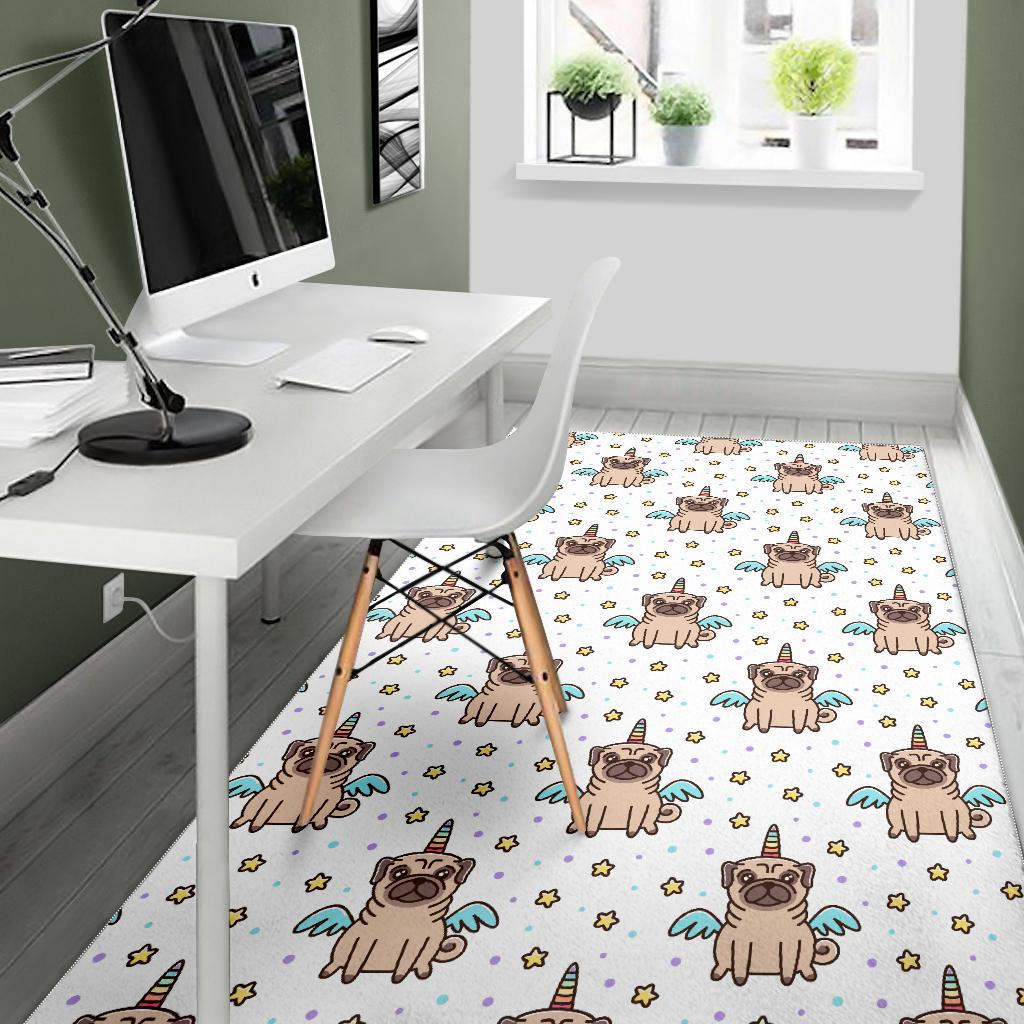 Unicorn Pug Pattern Area Rug
