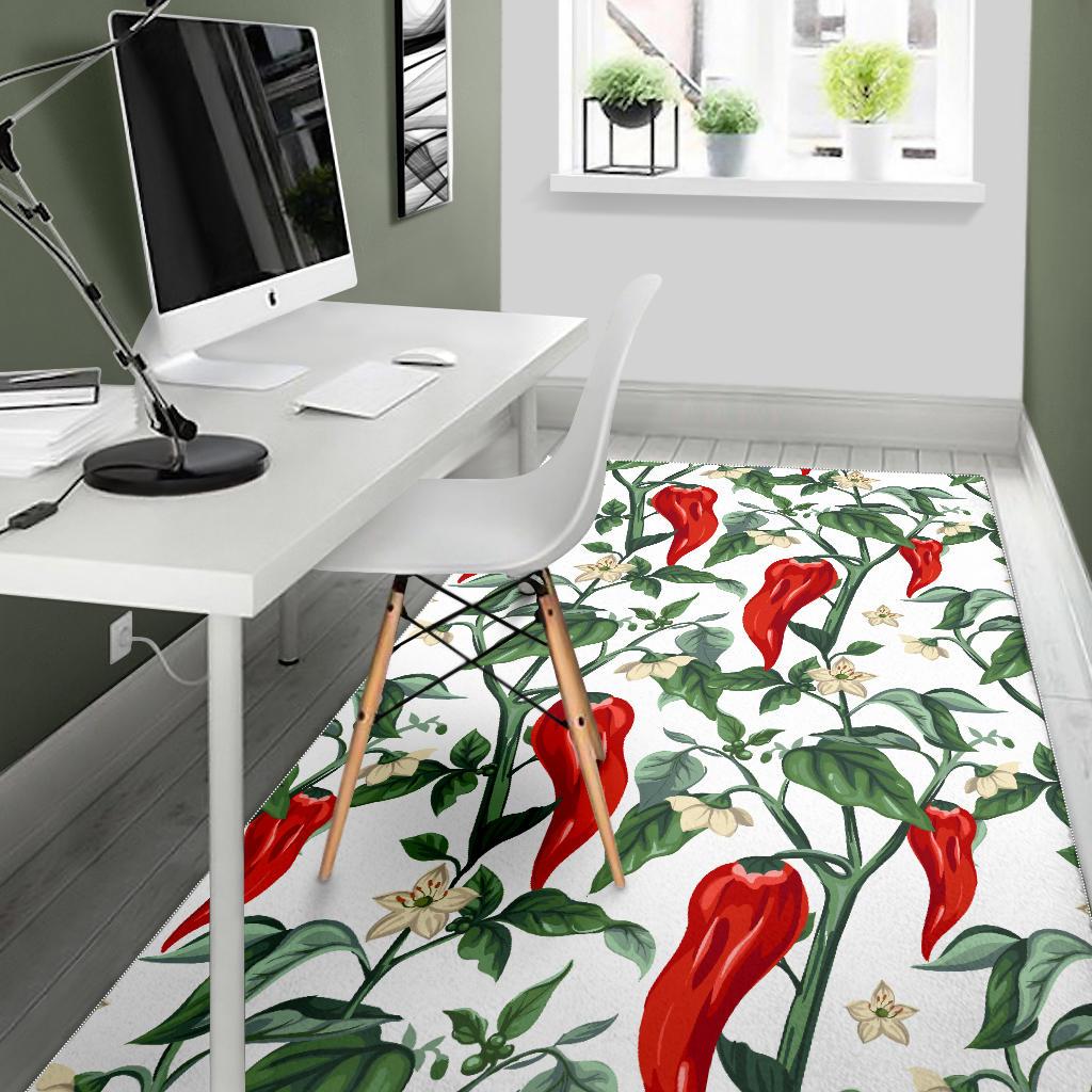 Chili Leaves Flower Pattern Area Rug