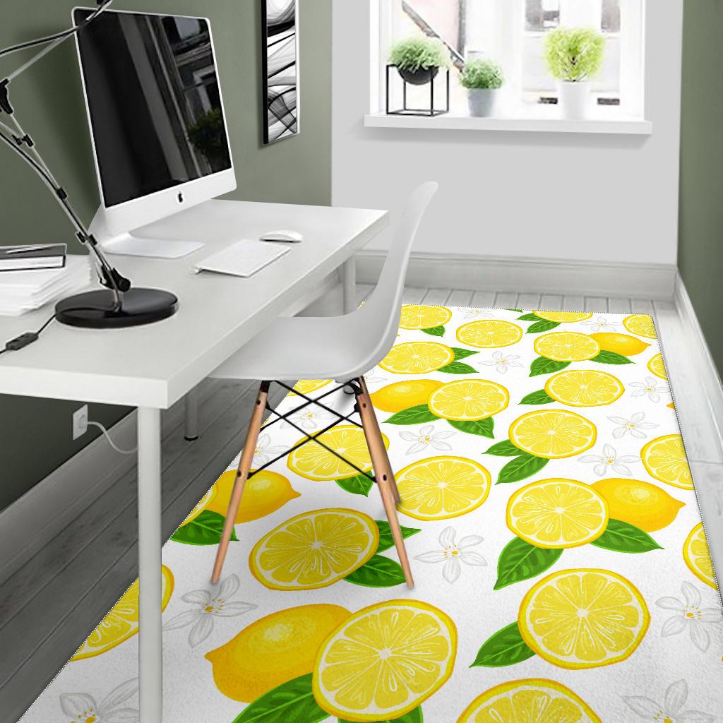 Lemon Flower Pattern Area Rug