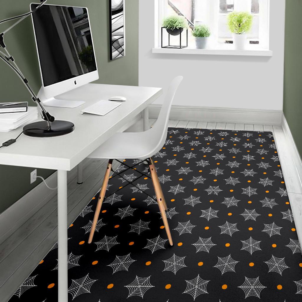 Cobweb Spider Web Pokka Dot Pattern Area Rug