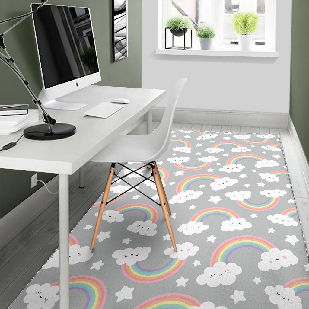 Cute rainbow clound star pattern Area Rug