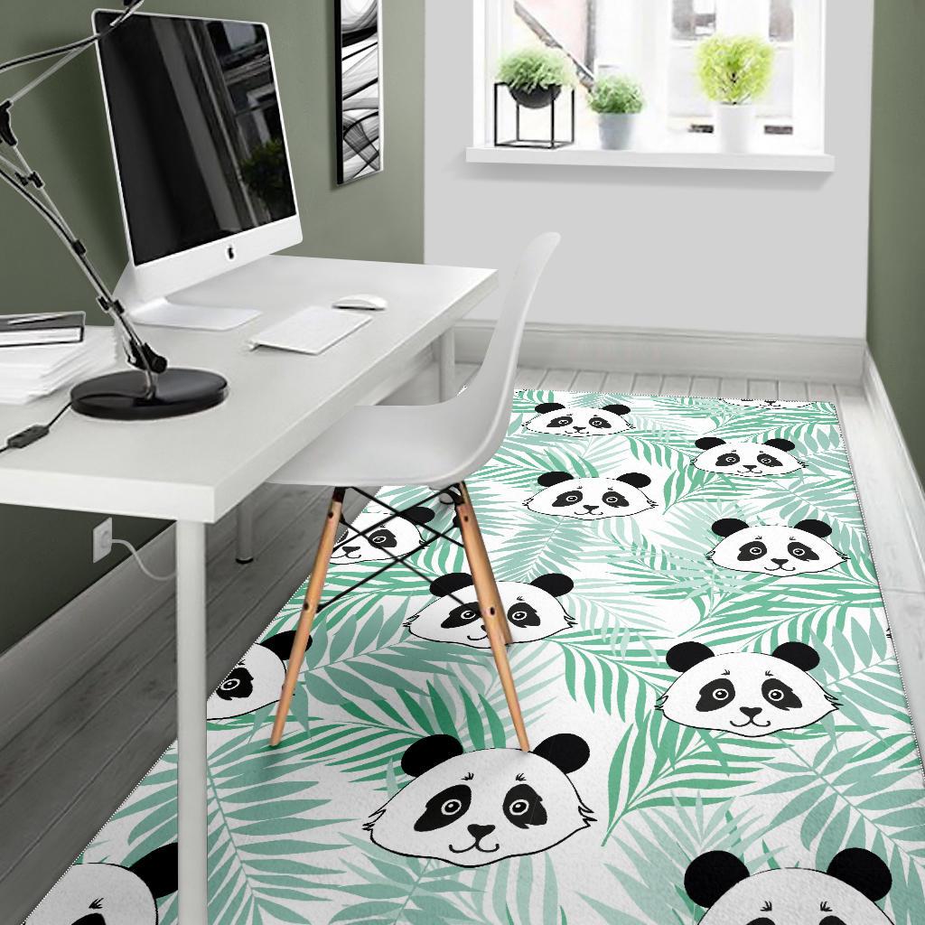 Panda pattern tropical leaves background Area Rug