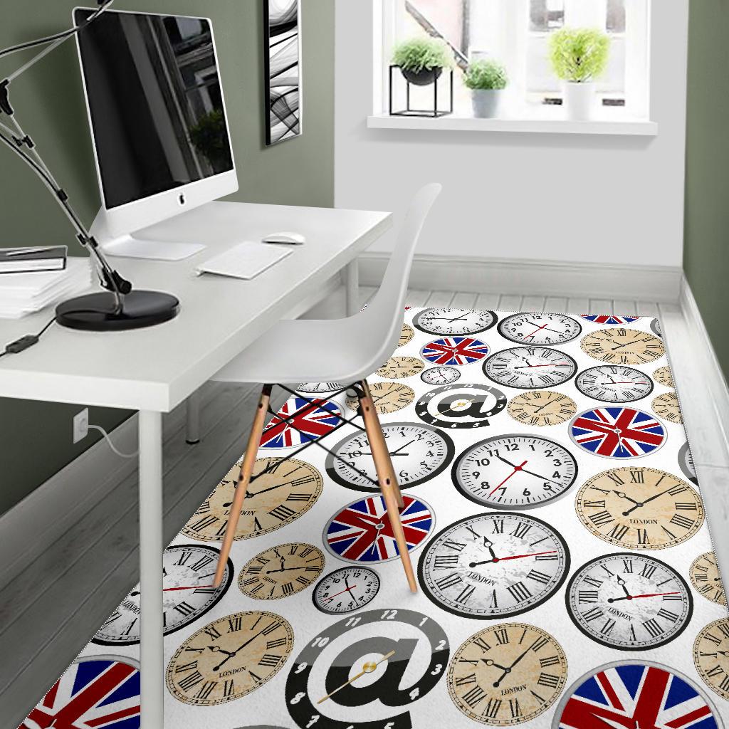 Wall Clock UK Pattern Area Rug