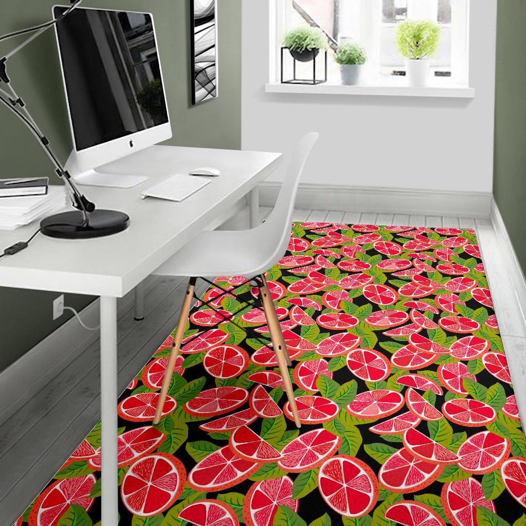 Grapefruit Leaves Pattern Area Rug