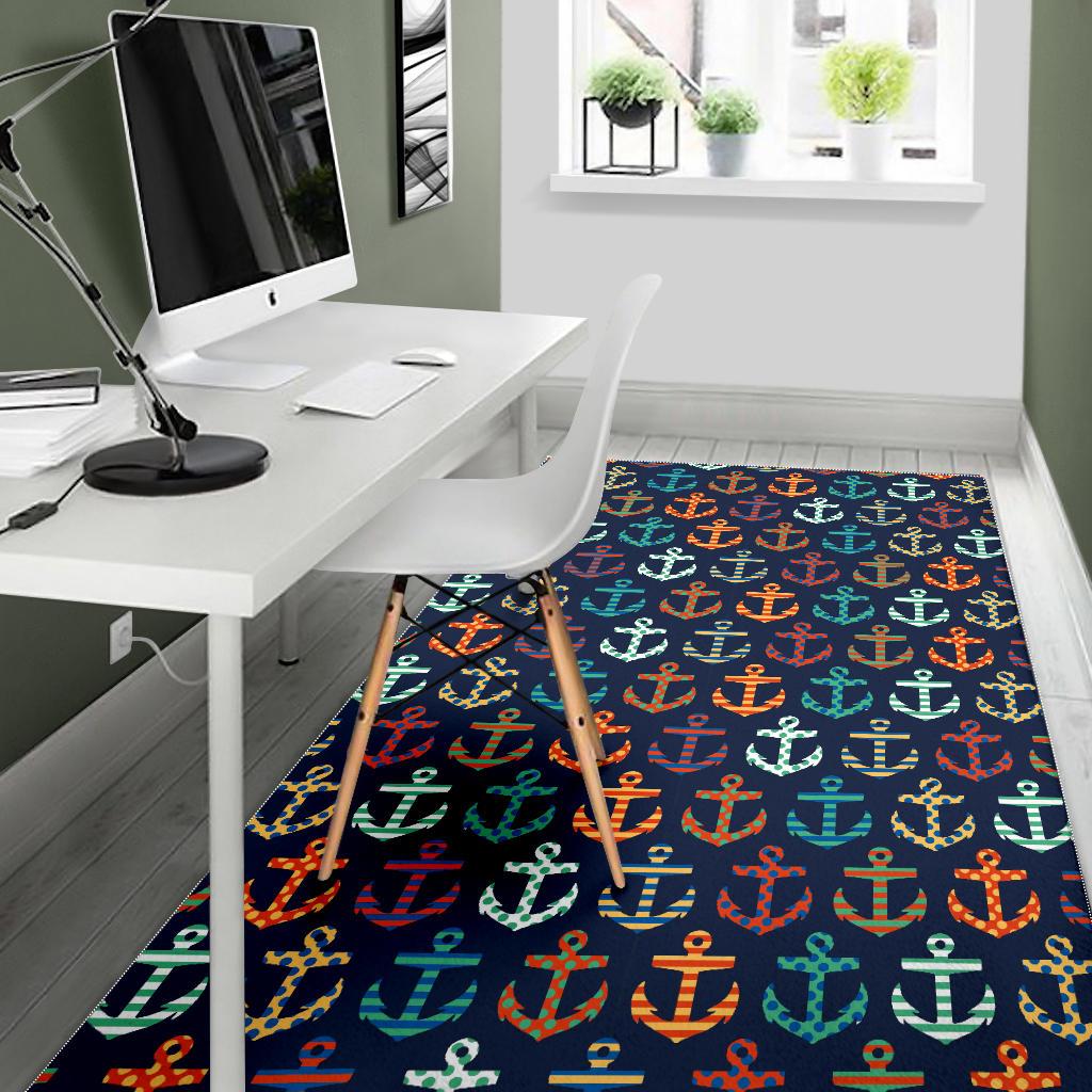 Colorful Anchor Dot Stripe Pattern Area Rug