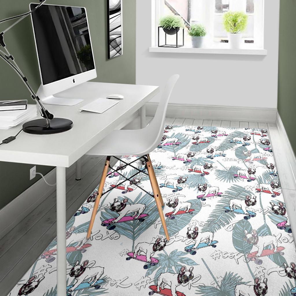 French Bulldog Skating Pattern Area Rug