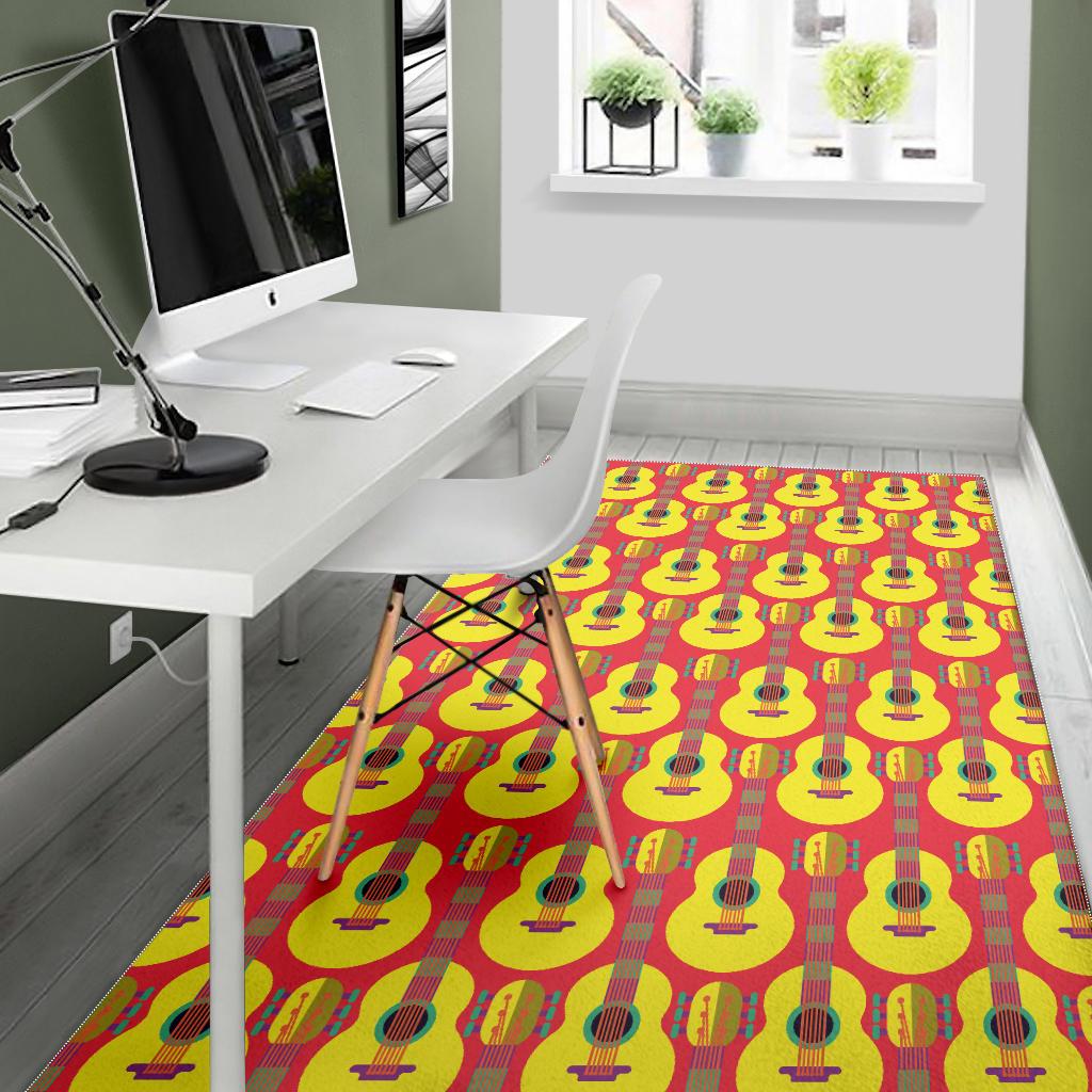 Classic Guitar Theme Pattern Area Rug