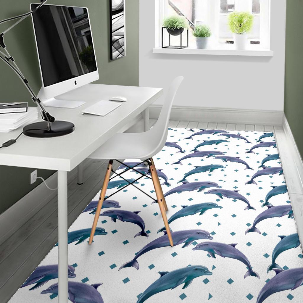 Dolphins pattern dotted background Area Rug