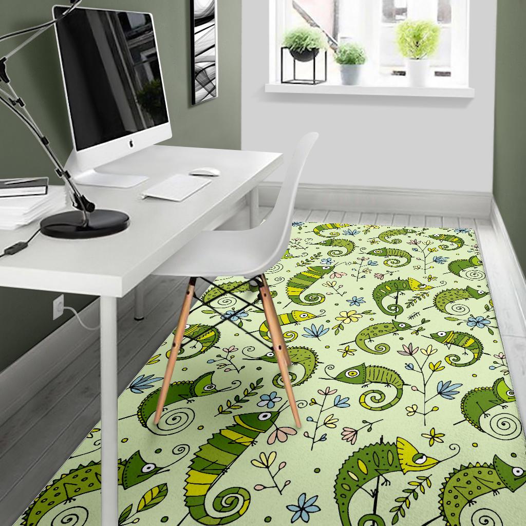 Cute Chameleon Lizard Pattern Area Rug