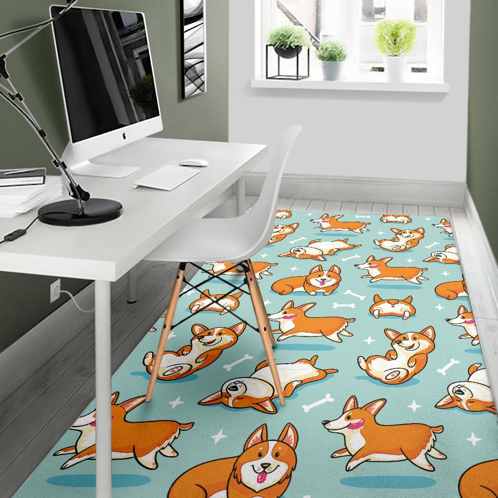 Cute Corgi Pattern Area Rug