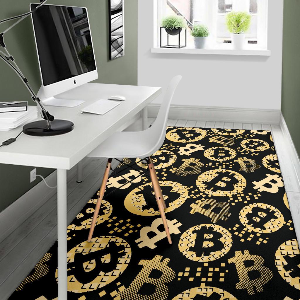 Bitcoin Pattern Print Design DO06 Area Rugs