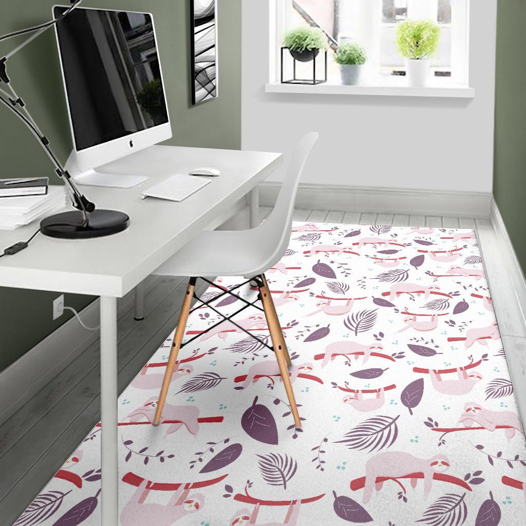 Sloth Leaves Pattern Area Rug