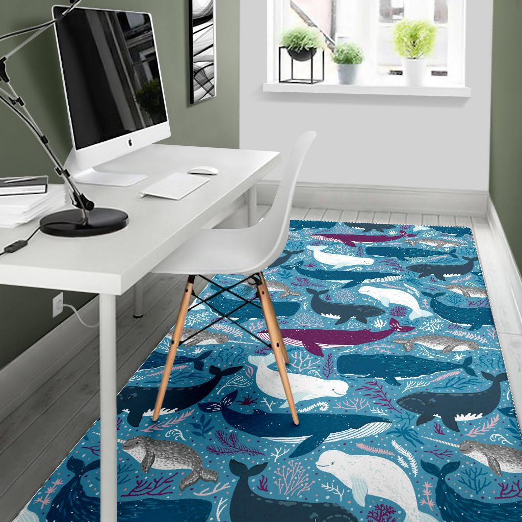 Whale design pattern Area Rug