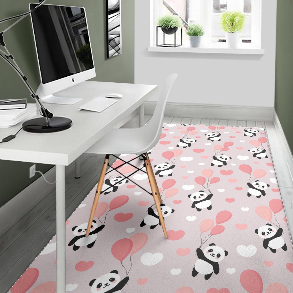 Cute panda ballon heart pattern Area Rug