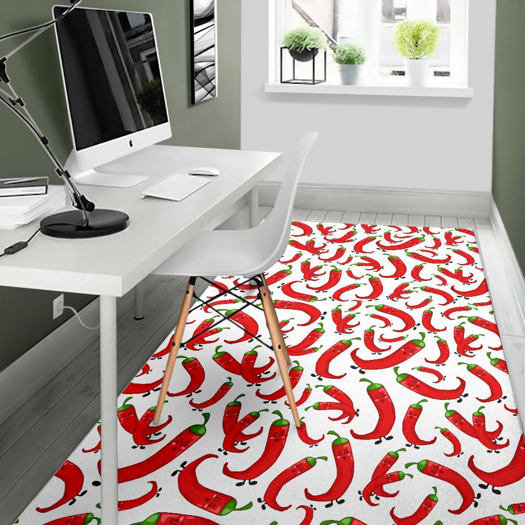 Red Chili Pattern Area Rug