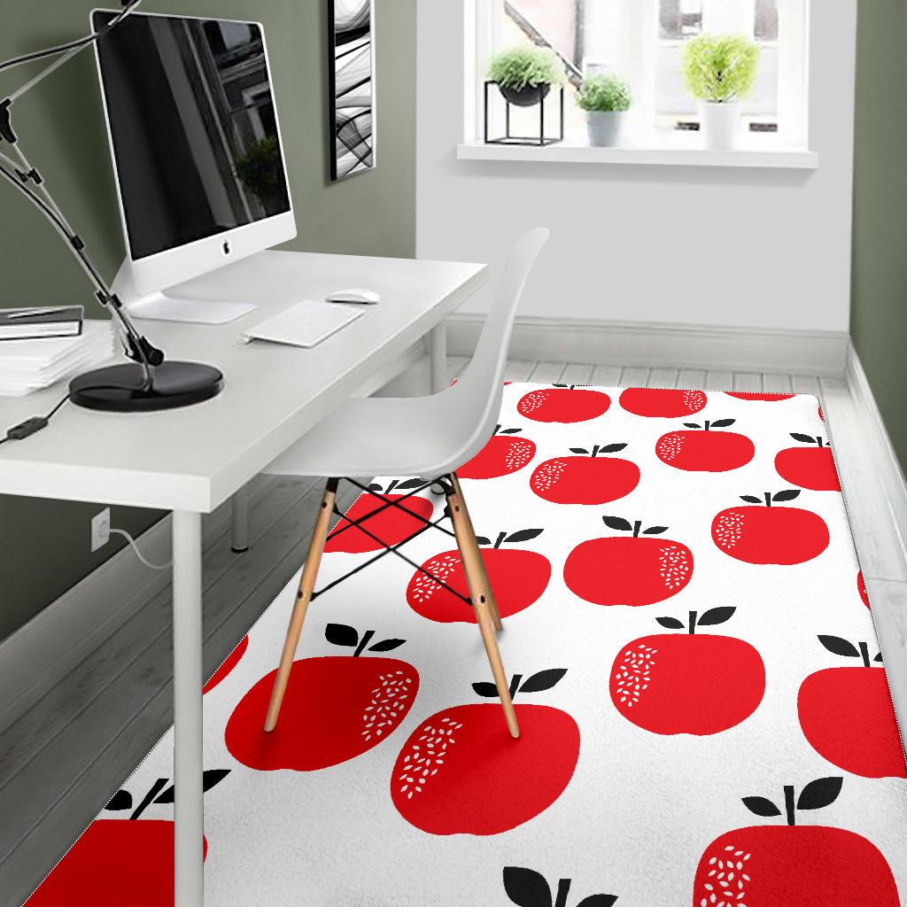 red apples white background Area Rug