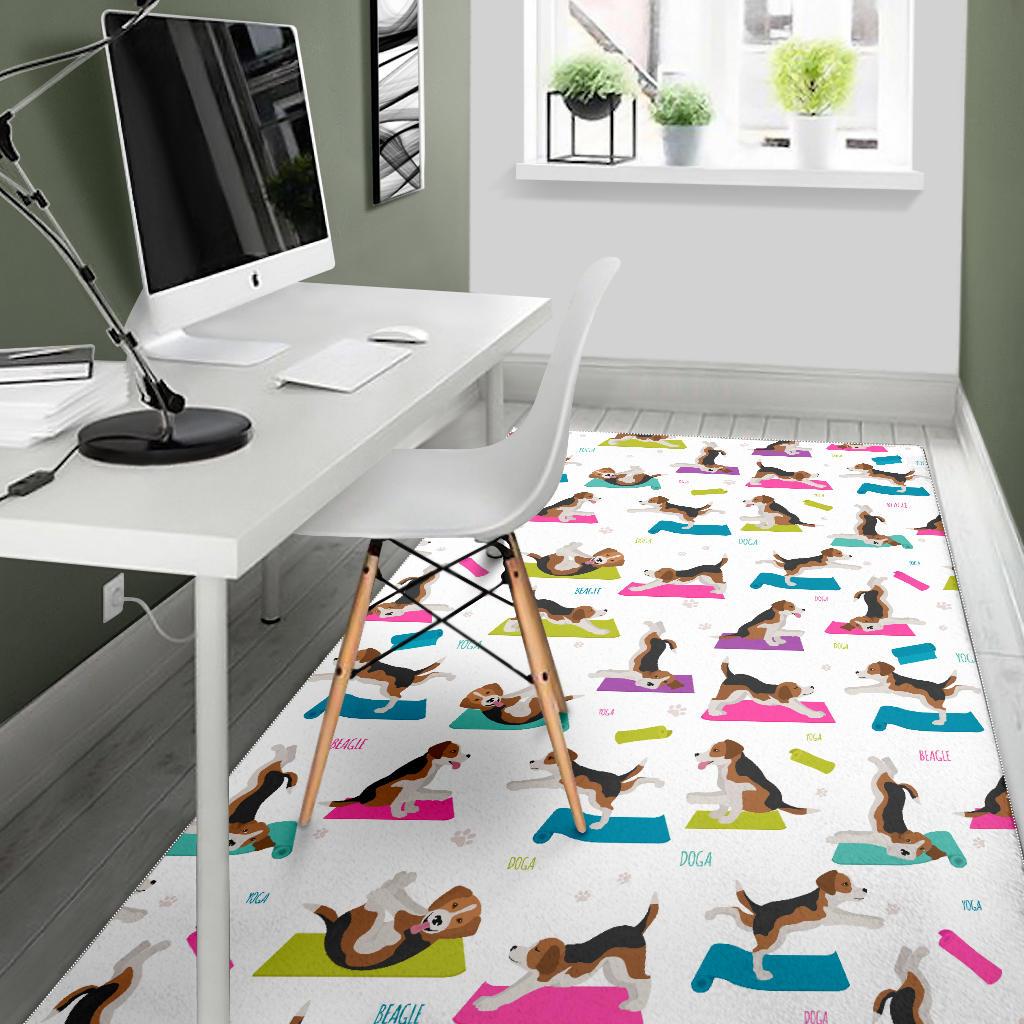Beagle Yoga Pattern Area Rug