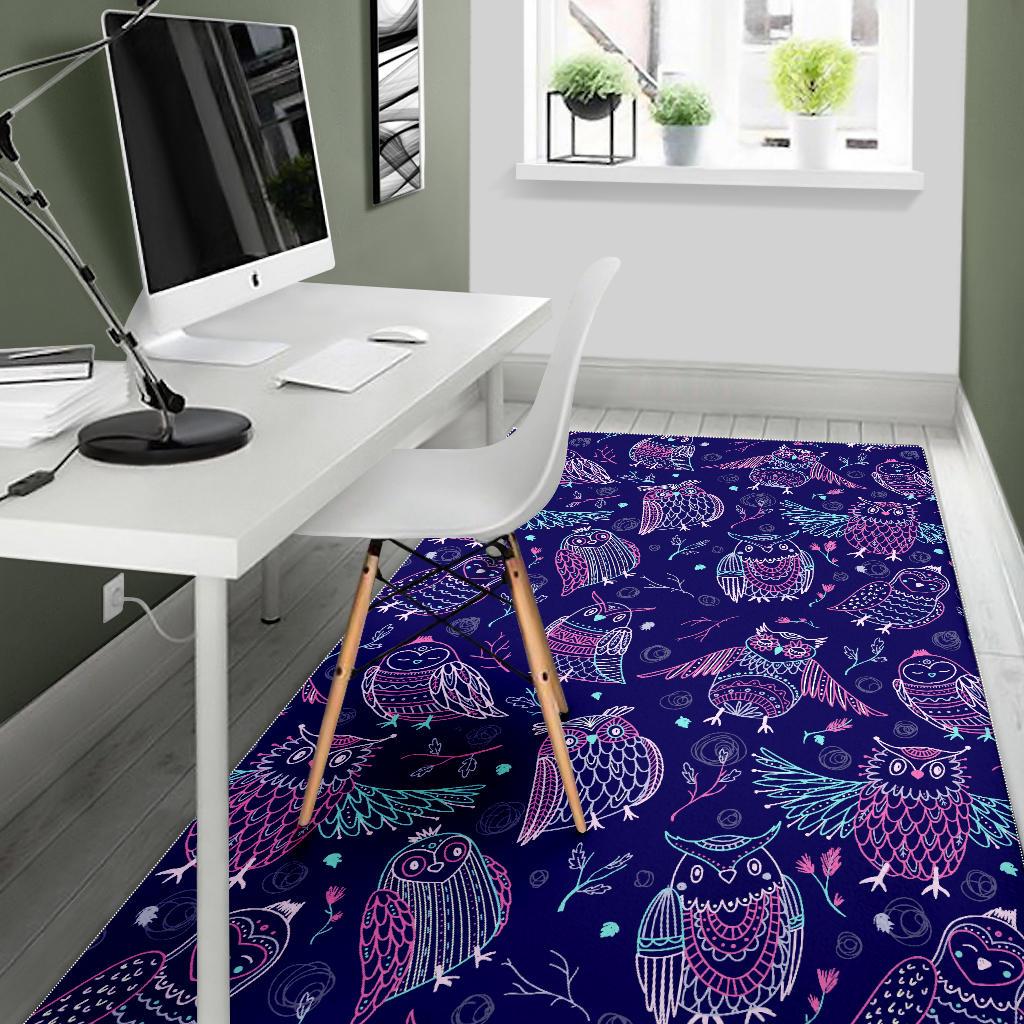 Cute owls pattern boho style ornament Area Rug