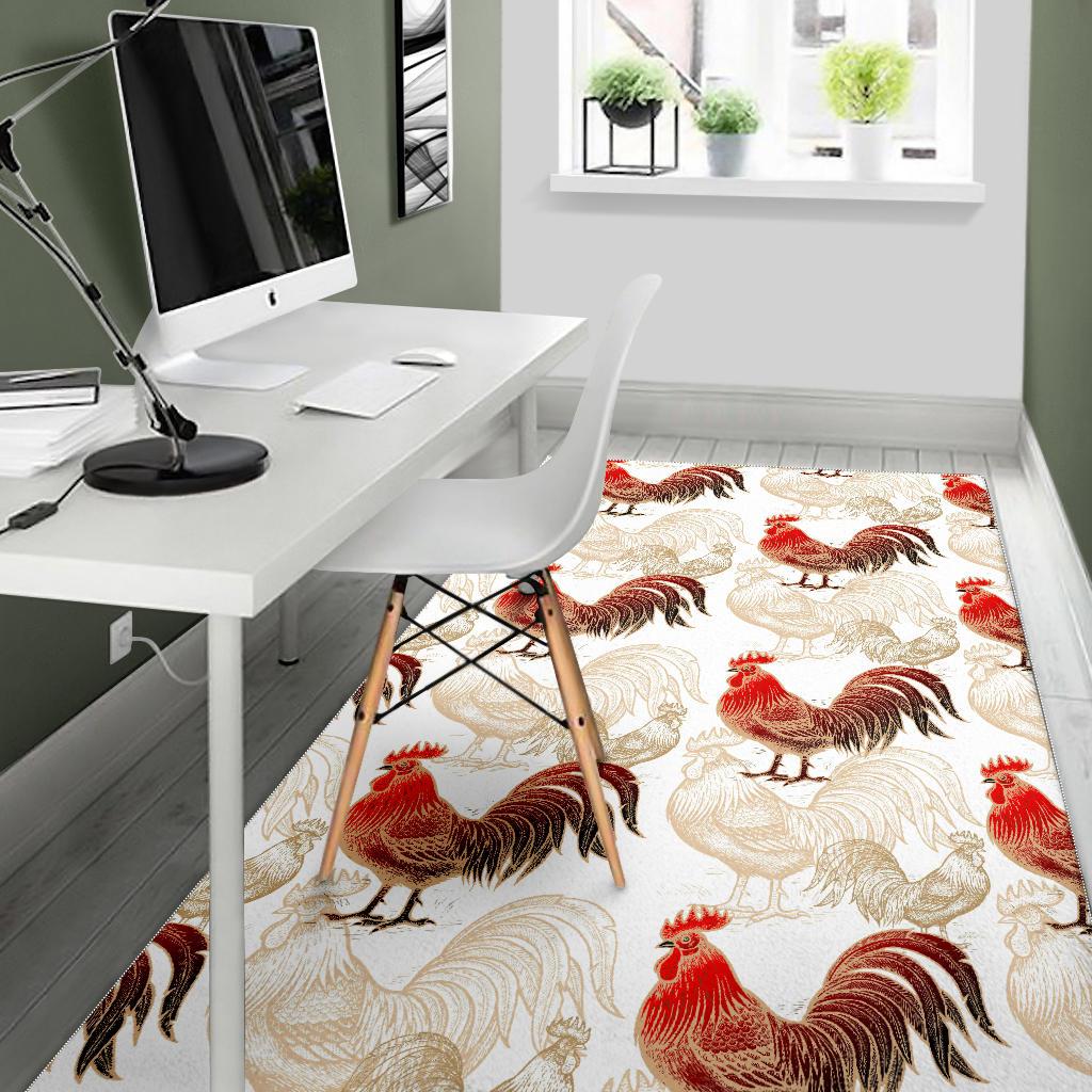 Rooster Chicken Pattern Area Rug