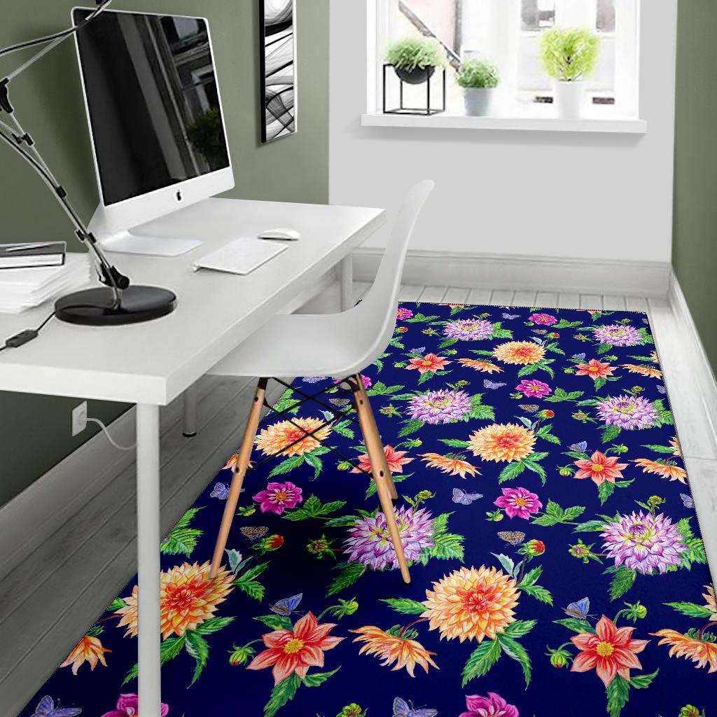 Dahlia Pattern Print Design DH010 Area Rugs