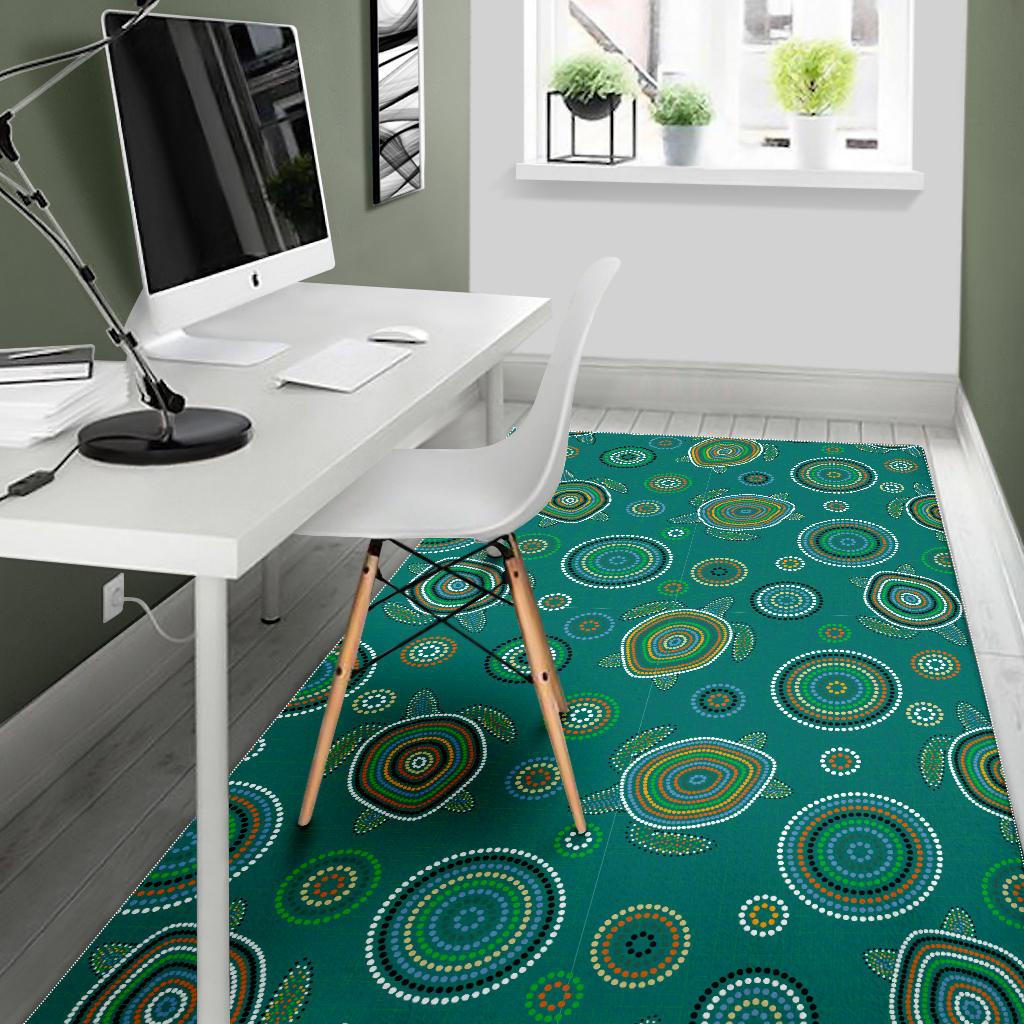 Sea Turtle Aboriginal Pattern Area Rug