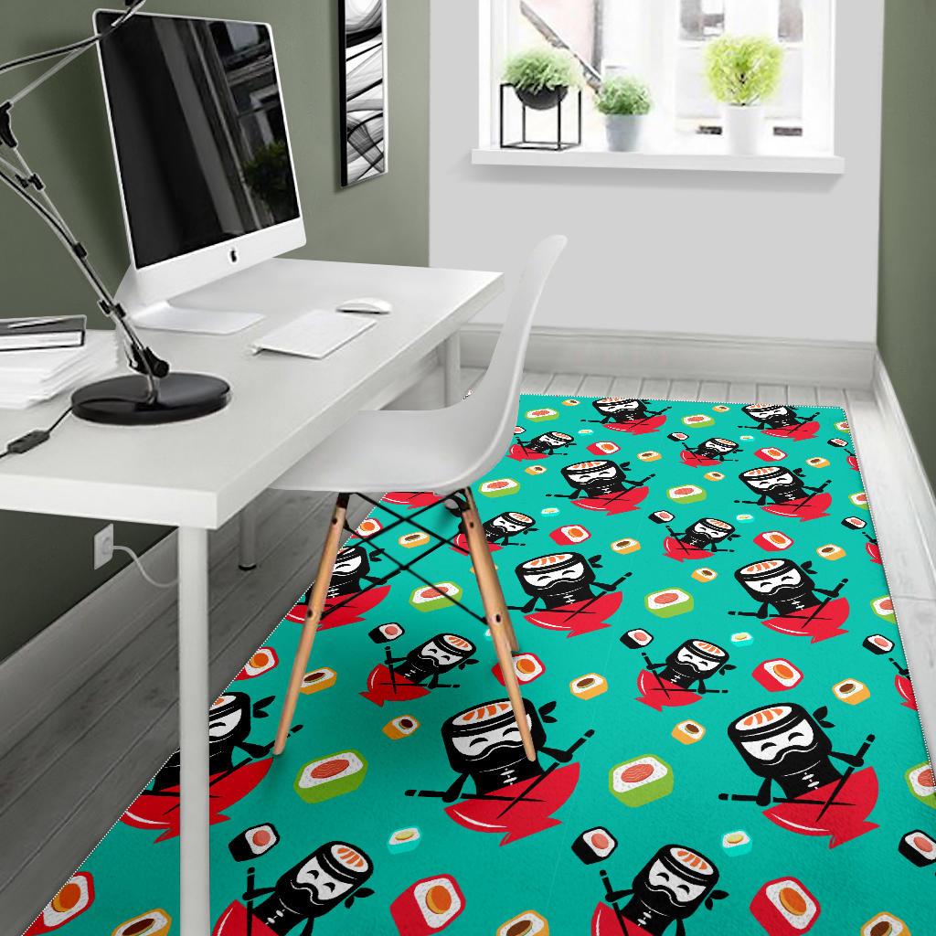 Ninja Sushi Pattern Area Rug