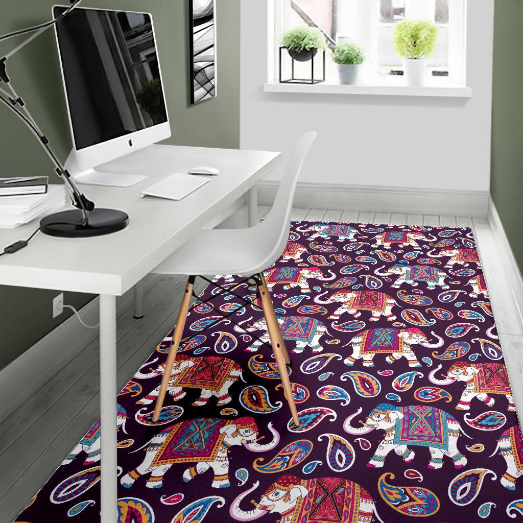 Elephant indian style ornament pattern Area Rug