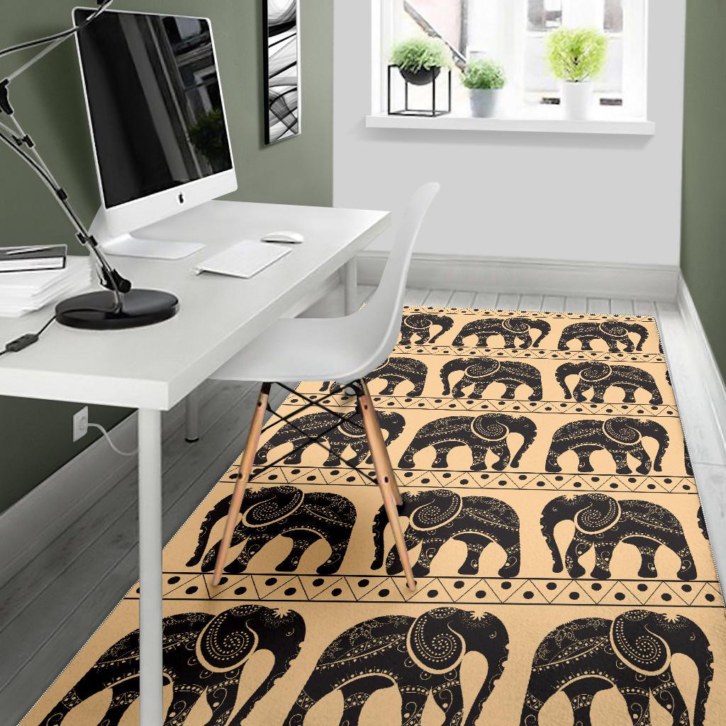 Elephant Pattern Ethnic Motifs Area Rug