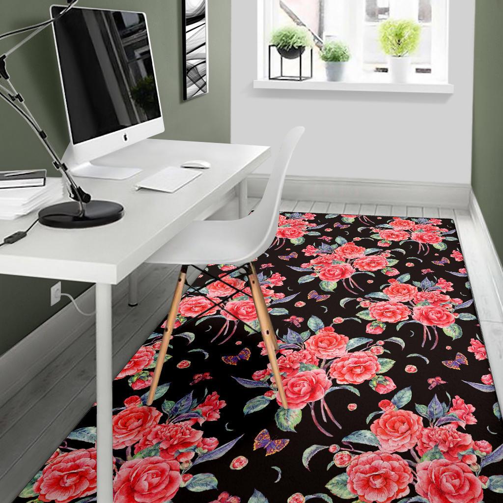 Camellia Pattern Print Design CM03 Area Rugs
