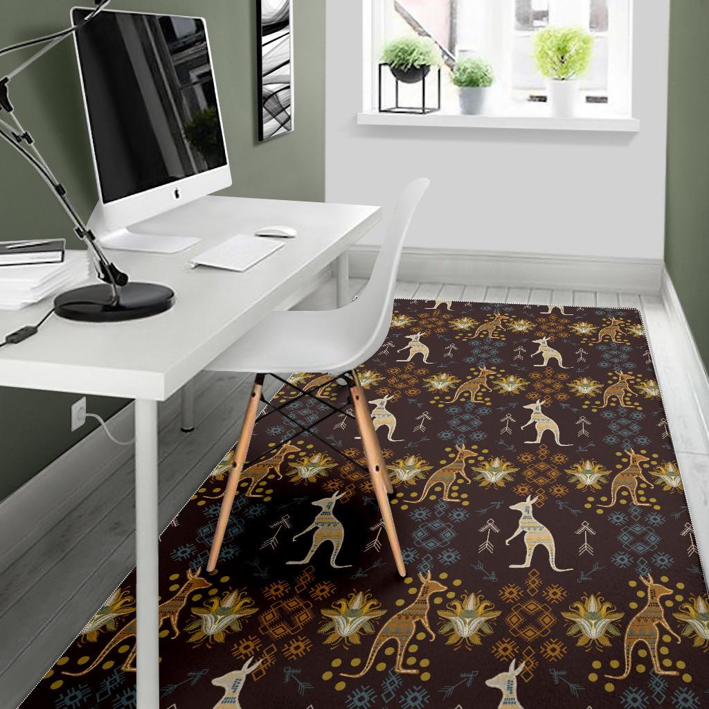Kangaroo Aboriginal Theme Pattern  Area Rug