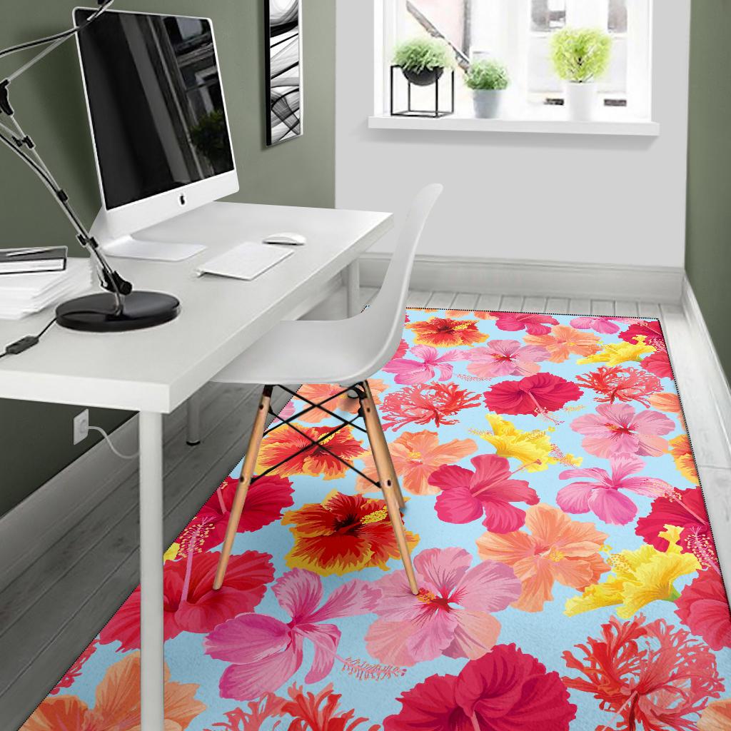 Hibiscus Pattern Print Design HB020 Area Rugs