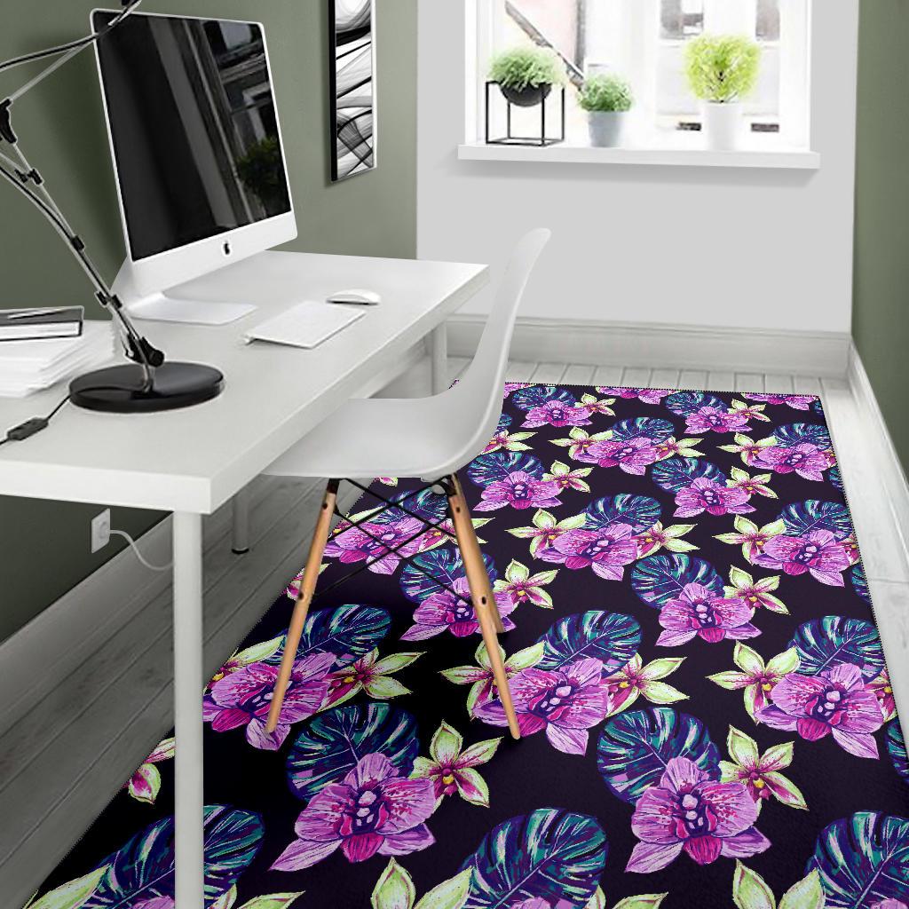 Orchid Pattern Print Design OR010 Area Rugs