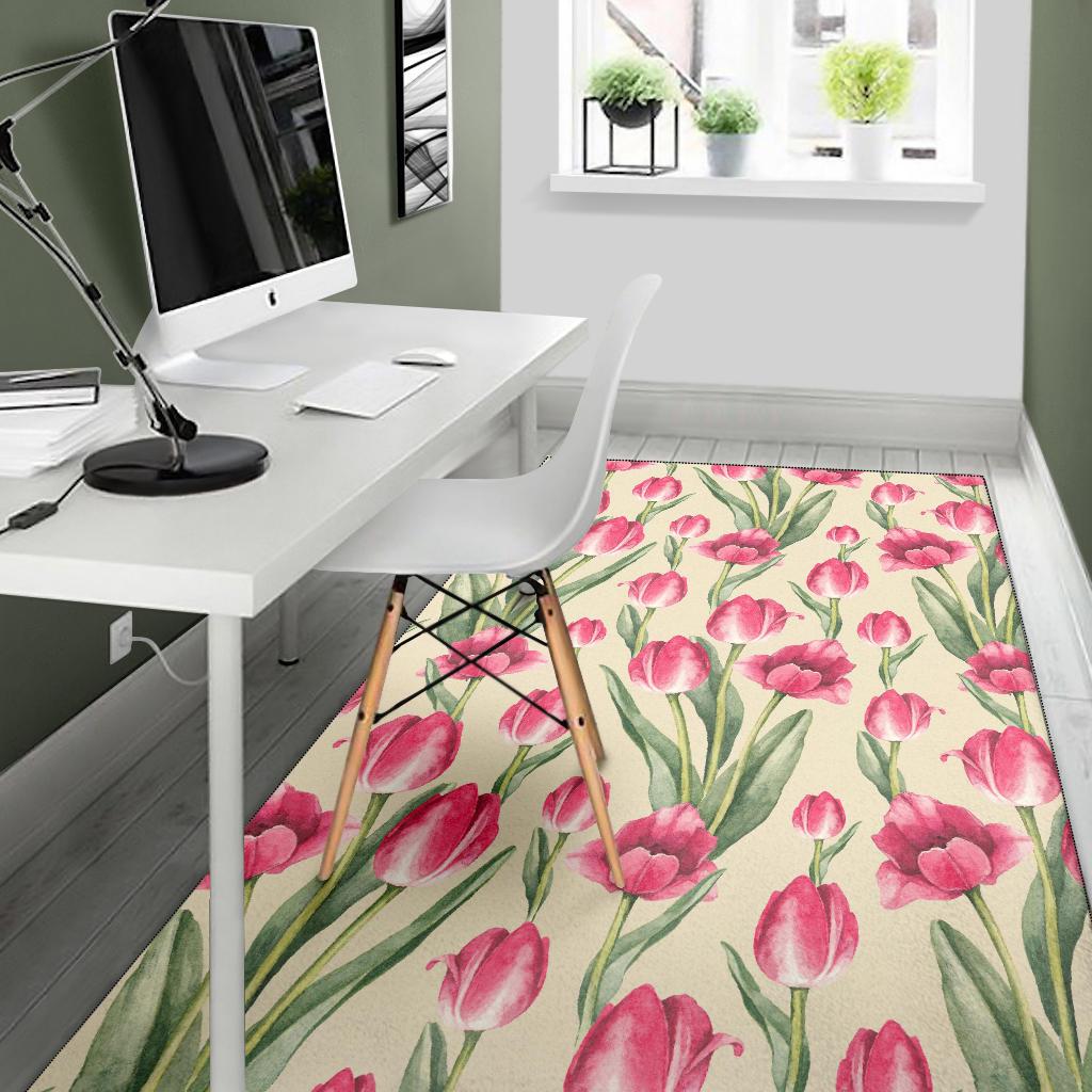 Tulip Pink Pattern Print Design TP06 Area Rugs