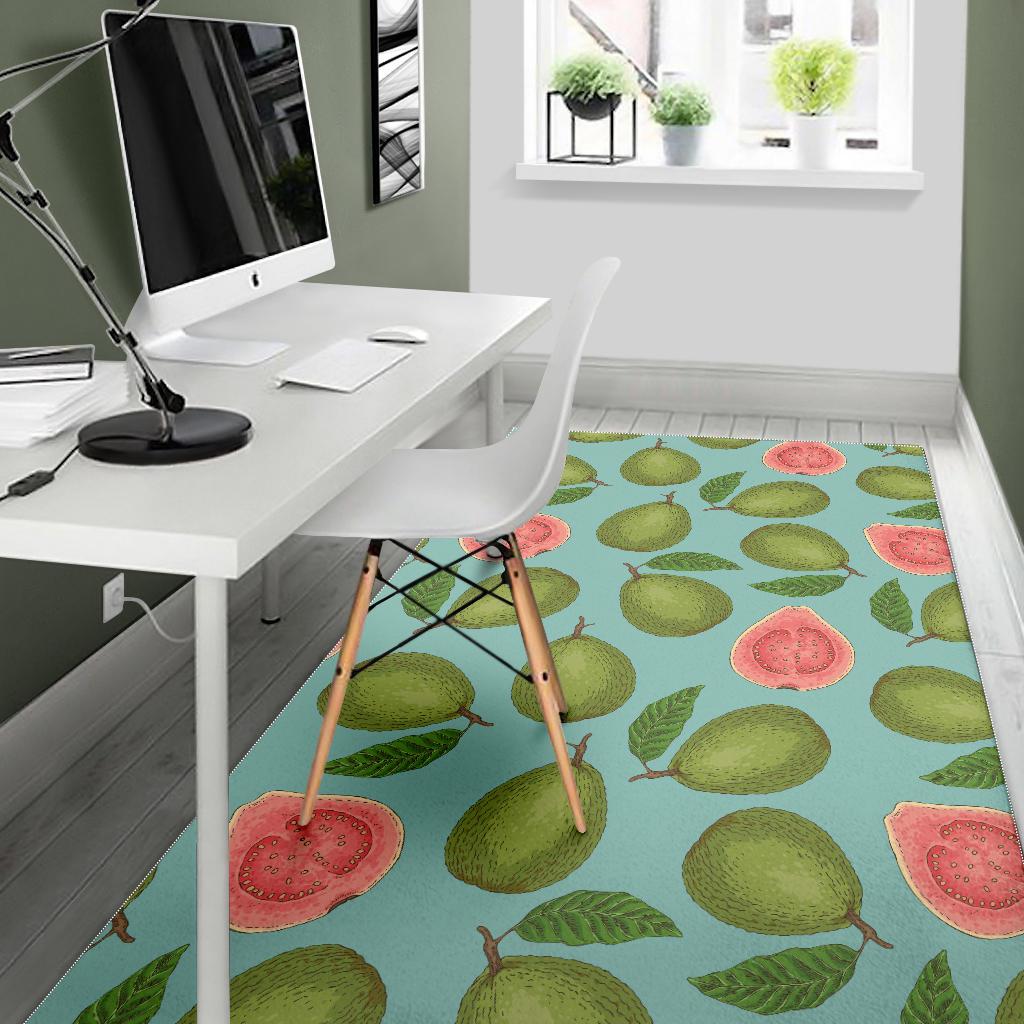 Guava Pattern Green Background Area Rug
