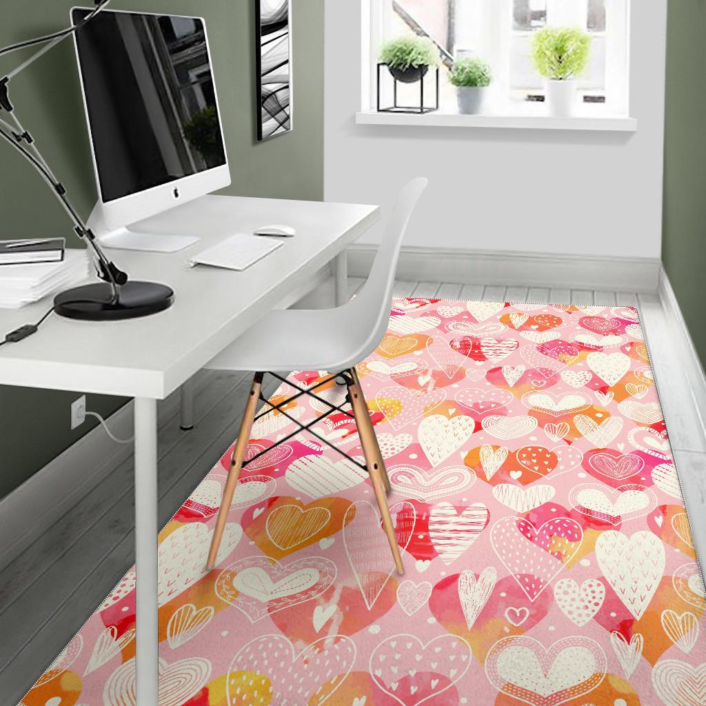 Hand drawn heart design pattern Area Rug