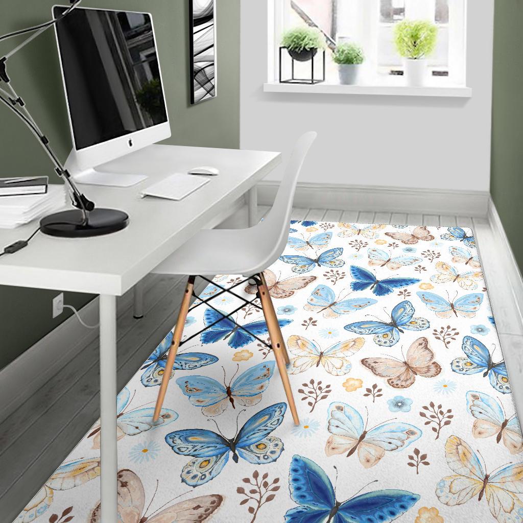 blue butterfly pattern Area Rug