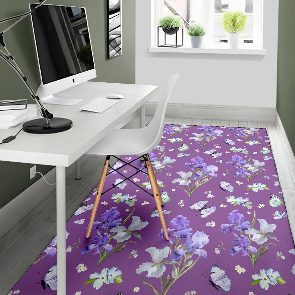 Iris Pattern Print Design IR09 Area Rugs