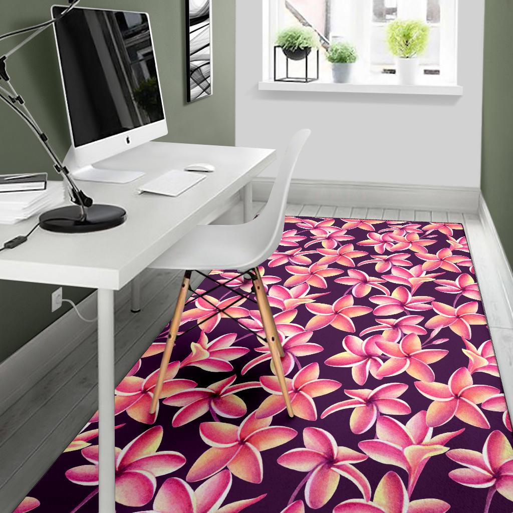 Purple Plumeria Pattern Print Design PM010 Area Rugs