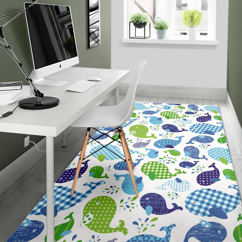 Whale Stripe Dot Pattern Area Rug