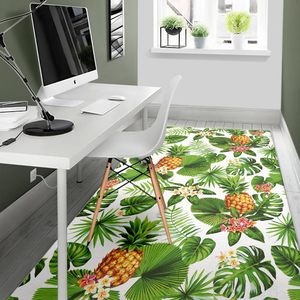 Pineapple Flower Leaves Pattern Area Rug
