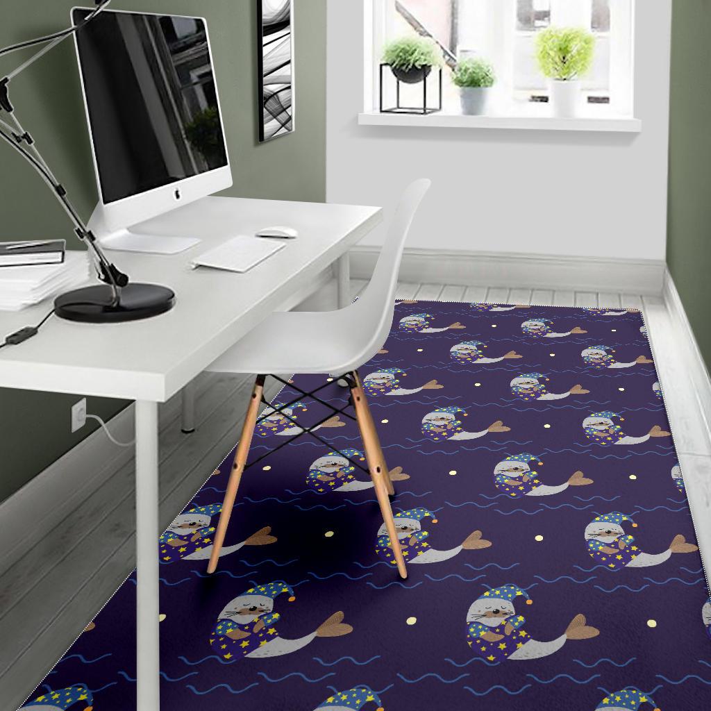 Sleeping Sea Lion Pattern Area Rug